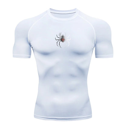Camiseta deportiva con estampado de araña para hombre, de secado rápido, para gimnasio, ejercicio, trote, manga corta, transpirable, tallas S-3XL