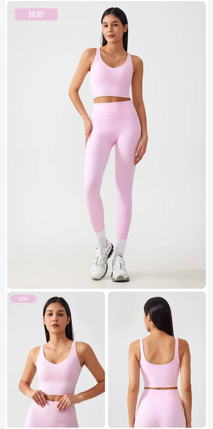 Sujetador deportivo para mujer, top de yoga con almohadilla fija para el pecho, chaleco de gimnasio a prueba de golpes, ropa de entrenamiento, top corto de fitness con espalda en forma de U