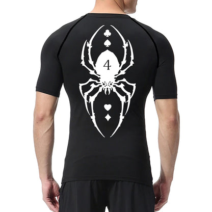 Camiseta de compresión con estampado de araña para hombre, deportiva, de secado rápido, de manga larga, para gimnasio, entrenamiento, fitness, ropa interior.