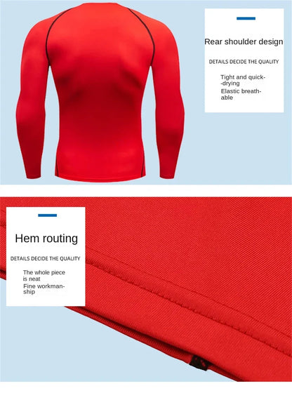 Camiseta de compresión de manga larga para hombre, ropa deportiva de verano para correr, transpirable, de secado rápido, elástica, tallas S-3XL