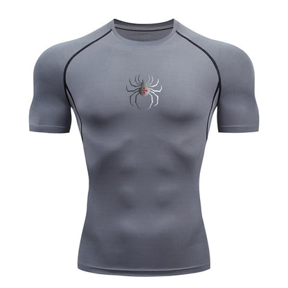 Camiseta deportiva con estampado de araña para hombre, de secado rápido, para gimnasio, ejercicio, trote, manga corta, transpirable, tallas S-3XL