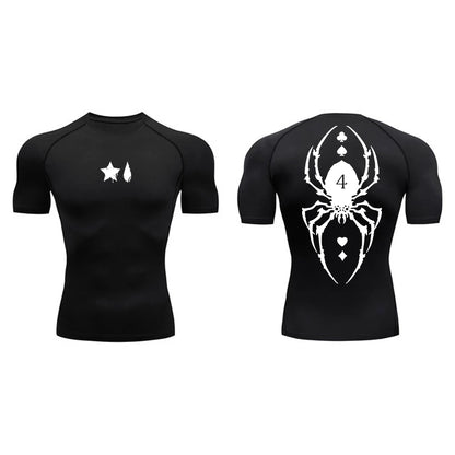 Camiseta de compresión con estampado de araña para hombre, deportiva, de secado rápido, de manga larga, para gimnasio, entrenamiento, fitness, ropa interior.